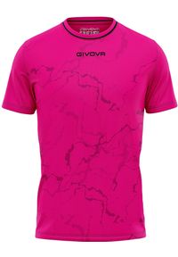 T-shirt Sportowy Givova Graphite/Fuchsia - Komfort i Wydajność. Kolor: czarny, różowy, wielokolorowy. Materiał: poliester