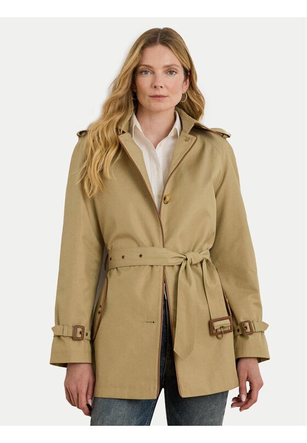 Lauren Ralph Lauren - LAUREN RALPH LAUREN Trencz 297979525001 Beżowy Regular Fit. Kolor: beżowy. Materiał: bawełna, syntetyk