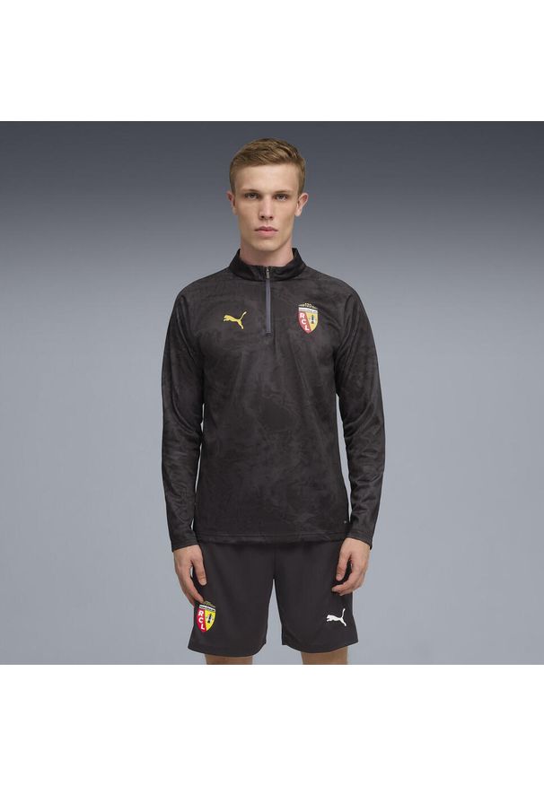 Puma - Męska bluza przedmeczowa z zamkiem 1/4 RC Lens PUMA Galactic Gray Pelé Yellow. Kolor: szary, wielokolorowy, żółty. Sport: piłka nożna