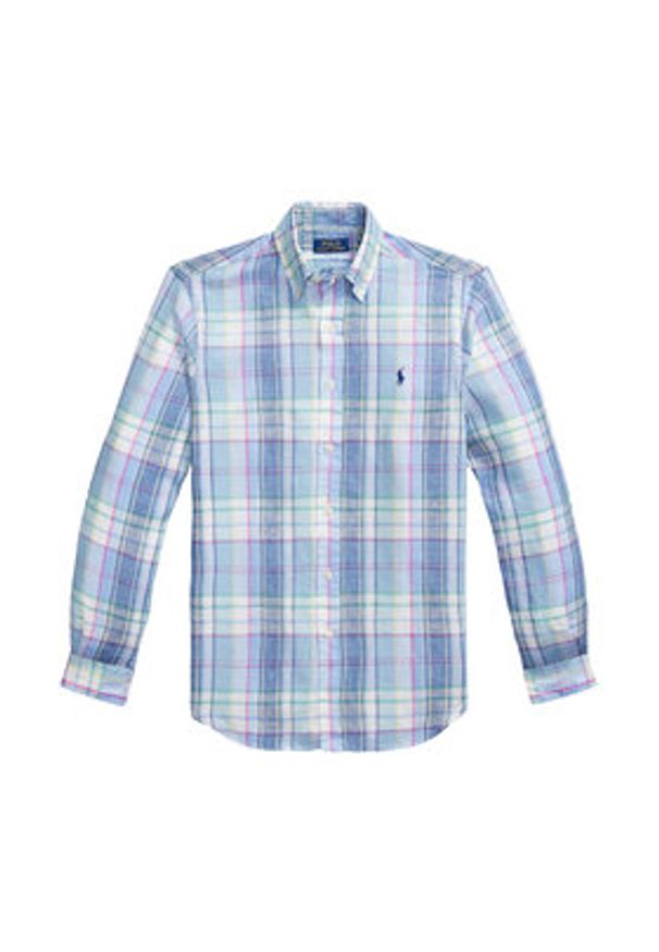 Polo Ralph Lauren Koszula 710B16705002 Niebieski Regular Fit. Typ kołnierza: polo. Kolor: niebieski. Materiał: len
