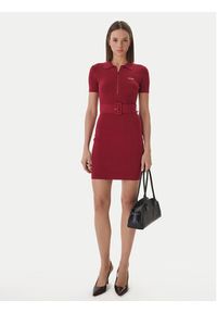 Guess Sukienka dzianinowa V6RK08 Z4642 Bordowy Slim Fit. Kolor: czerwony. Materiał: wiskoza #4