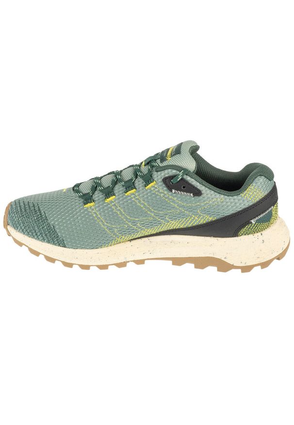 Buty do biegania męskie Merrell Fly Strike. Zapięcie: sznurówki. Kolor: zielony. Materiał: guma, materiał, tkanina, syntetyk. Szerokość cholewki: normalna