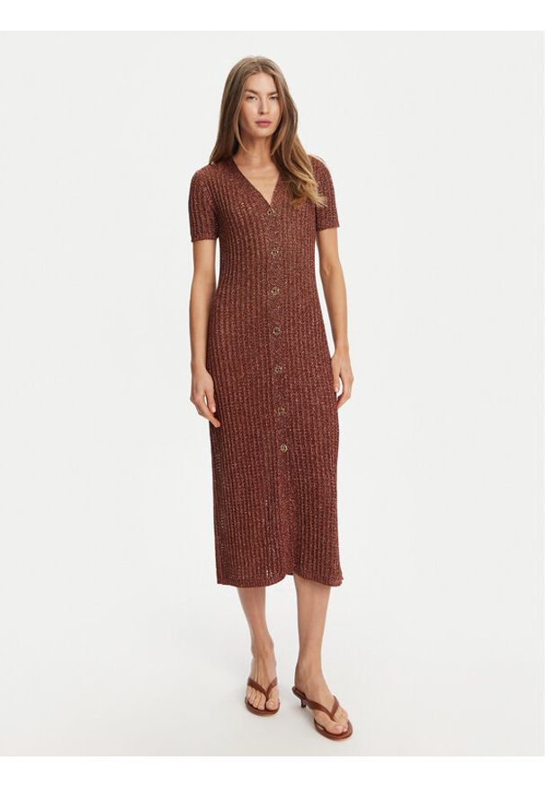 TwinSet - TWINSET Sukienka dzianinowa 251TT3190 Brązowy Slim Fit. Kolor: brązowy. Materiał: wiskoza