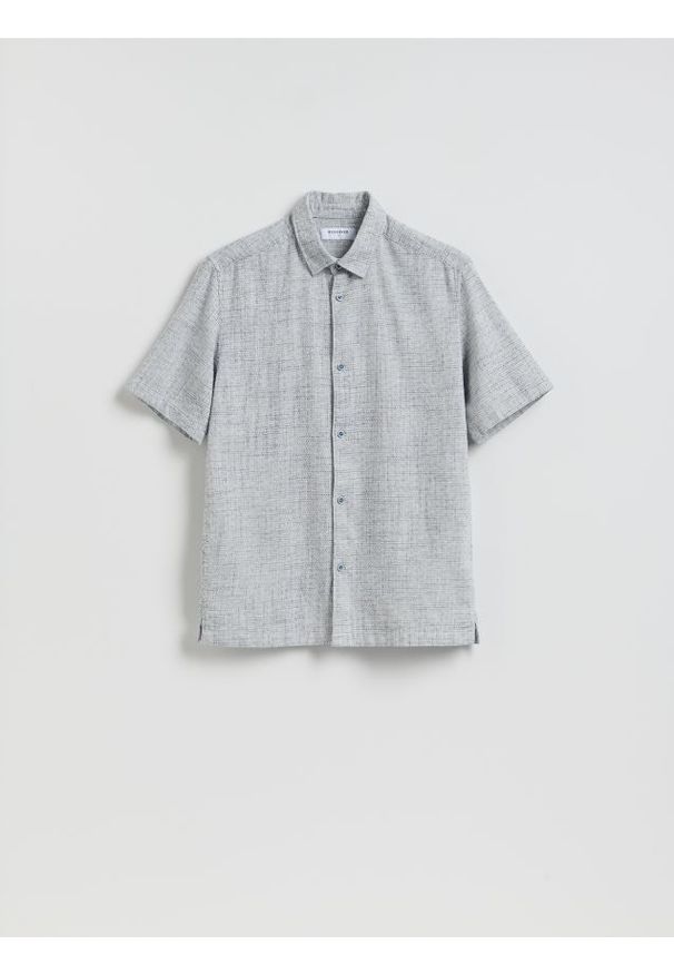 Reserved - Strukturalna koszula regular fit - granatowy. Kolor: niebieski. Materiał: tkanina, bawełna