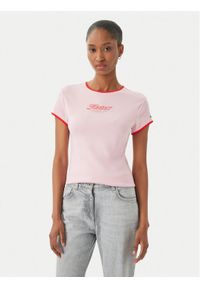 TOMMY HILFIGER - Tommy Hilfiger T-Shirt Logo Graphic Ringer WW0WW49245 Różowy jasny Slim Fit. Kolor: różowy. Materiał: bawełna #1