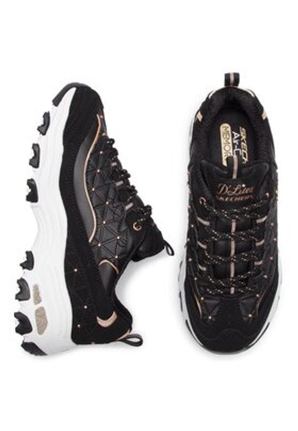 skechers - Skechers Sneakersy D'lites Glamour Feels 13087/BKRG Czarny. Kolor: czarny. Materiał: skóra