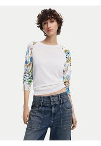 Desigual Sweter 25SWJF31 Biały Regular Fit. Kolor: biały. Materiał: syntetyk