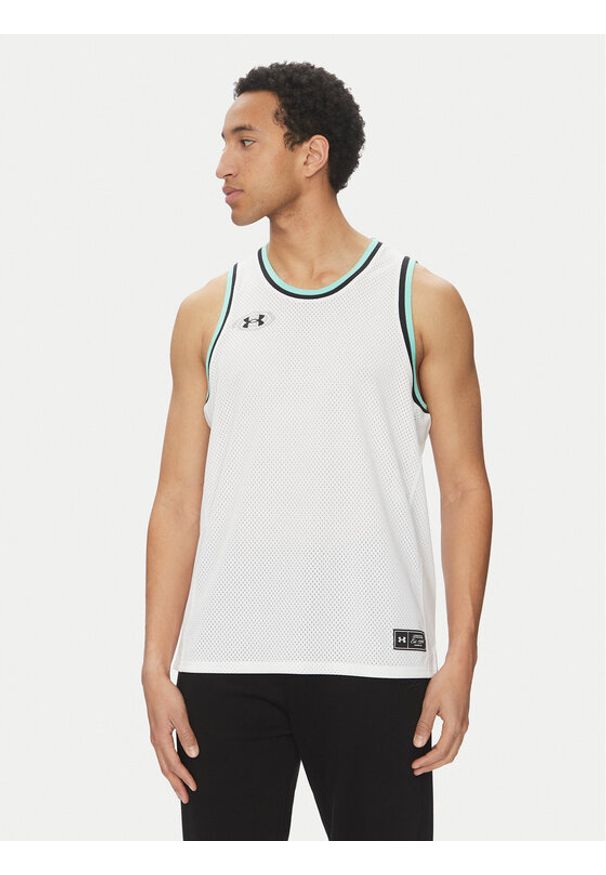 Under Armour Tank top Zone Pro 6000370 Biały Loose Fit. Kolor: biały. Materiał: syntetyk