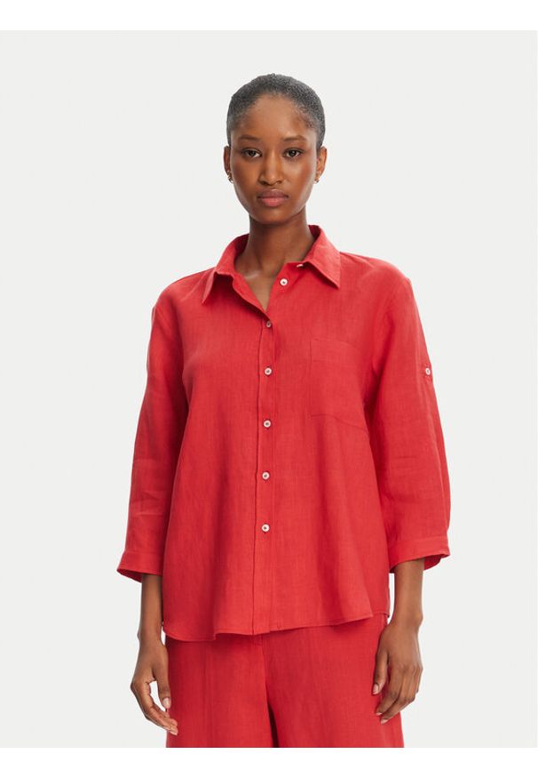 Marella Koszula Boboli1 2515111232 Czerwony Regular Fit. Kolor: czerwony. Materiał: len