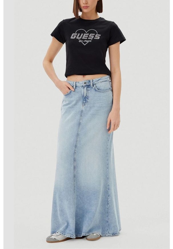 Guess - GUESS Czarny damski t-shirt Narciso, Rozmiar L. Kolor: czarny