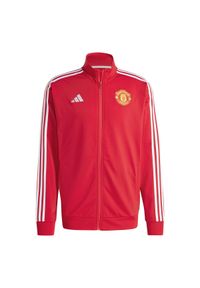 Adidas - Bluza Manchester United DNA 2024/25. Kolor: czerwony. Materiał: dresówka, materiał. Sport: piłka nożna