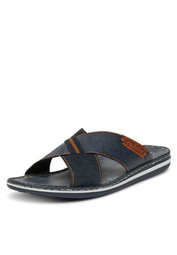 Rieker Klapki 21098-14 Granatowy. Kolor: niebieski. Materiał: zamsz, skóra