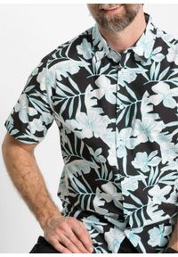 Koszula z krótkim rękawem w hawajski deseń bonprix czarno-biały w paski. Kolor: czarny. Długość rękawa: krótki rękaw. Długość: krótkie. Wzór: paski #5