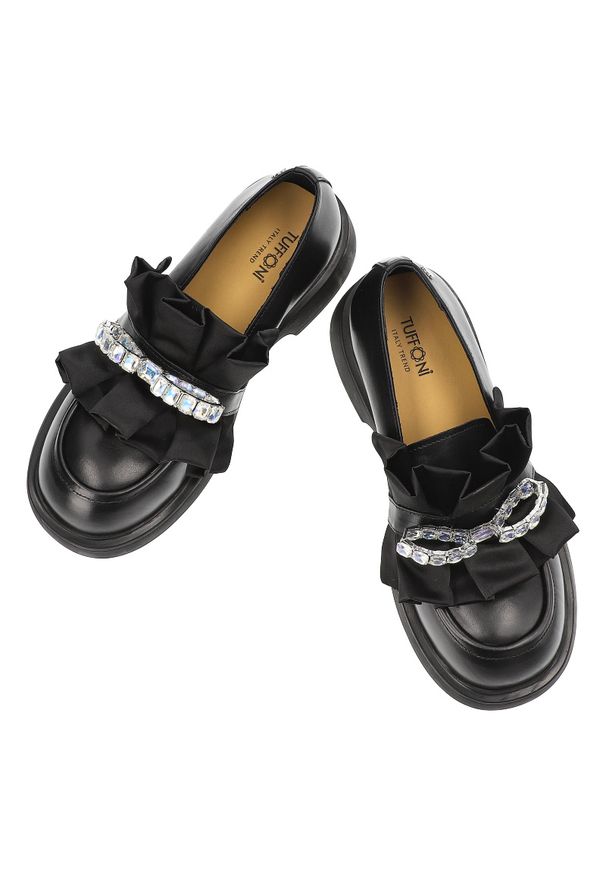 Czarne Półbuty Tuffoni Eleganckie Obuwie Damskie Premium. Kolor: czarny. Materiał: skóra. Styl: elegancki