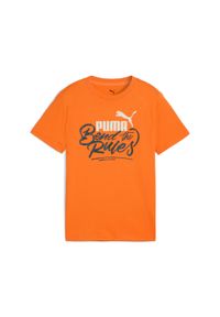 Puma - Młodzieżowa koszulka MID90s III z grafiką PUMA. Kolor: pomarańczowy, żółty, wielokolorowy. Sezon: lato. Sport: joga i pilates