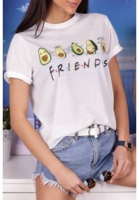 IVET - T-shirt damski FRIENDS WHITE. Kolor: biały. Wzór: nadruk #1