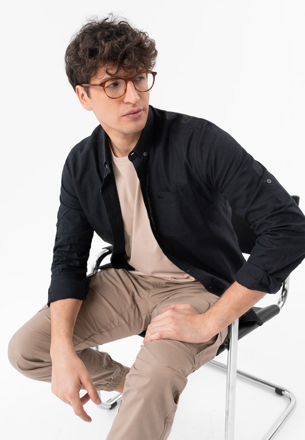 Volcano - Koszula lniana z wiskozą K-VINCES. Materiał: wiskoza, len. Długość rękawa: długi rękaw. Długość: długie. Sezon: lato