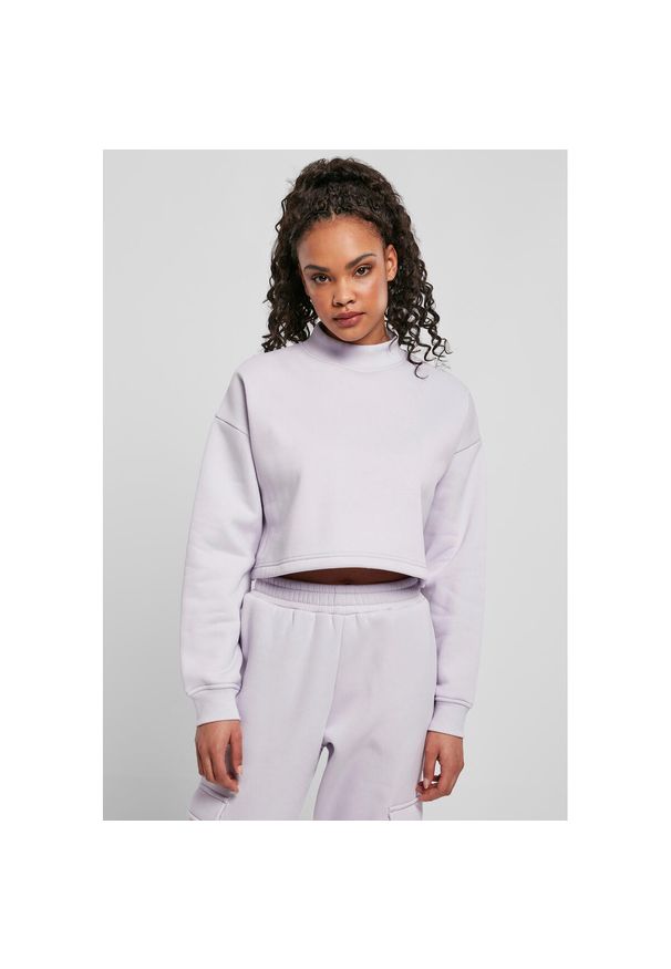 Bluza damska Urban Classics cropped oversized high neck crew. Kolor: fioletowy