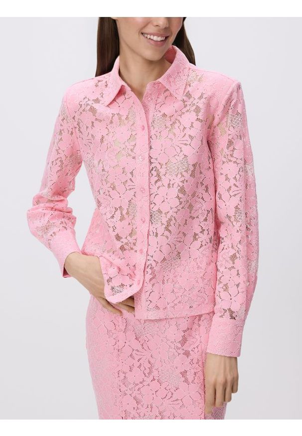 Reserved - Koronkowa koszula - pastelowy róż. Kolor: różowy. Materiał: koronka