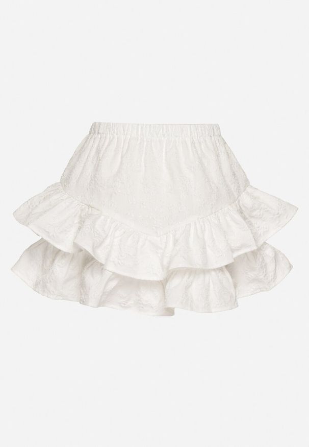 Born2be - Białe Spódnico-Szorty z Falbankami Sopelira. Okazja: na co dzień. Stan: podwyższony. Kolor: biały. Styl: elegancki, casual