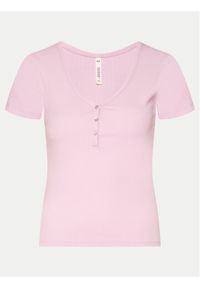 Hunkemöller Koszulka piżamowa Gathering 205129 Różowy Regular Fit. Kolor: różowy. Materiał: wiskoza, bawełna