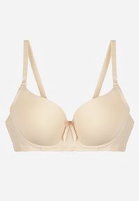 Renee - Beżowy Gładki Biustonosz o Klasycznym Fasonie Arriethia. Kolor: beżowy. Wzór: gładki #7