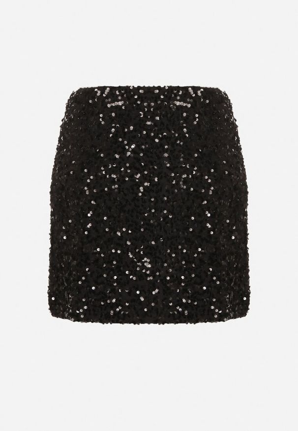 Born2be - Czarna Spódnica Ołówkowa Ozdobiona Cekinami Idinelle. Okazja: na randkę. Kolor: czarny. Wzór: aplikacja. Styl: elegancki