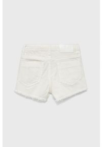 Desigual szorty jeansowe dziecięce kolor biały gładkie regulowana talia. Okazja: na co dzień. Kolor: biały. Materiał: jeans. Wzór: gładki. Styl: casual