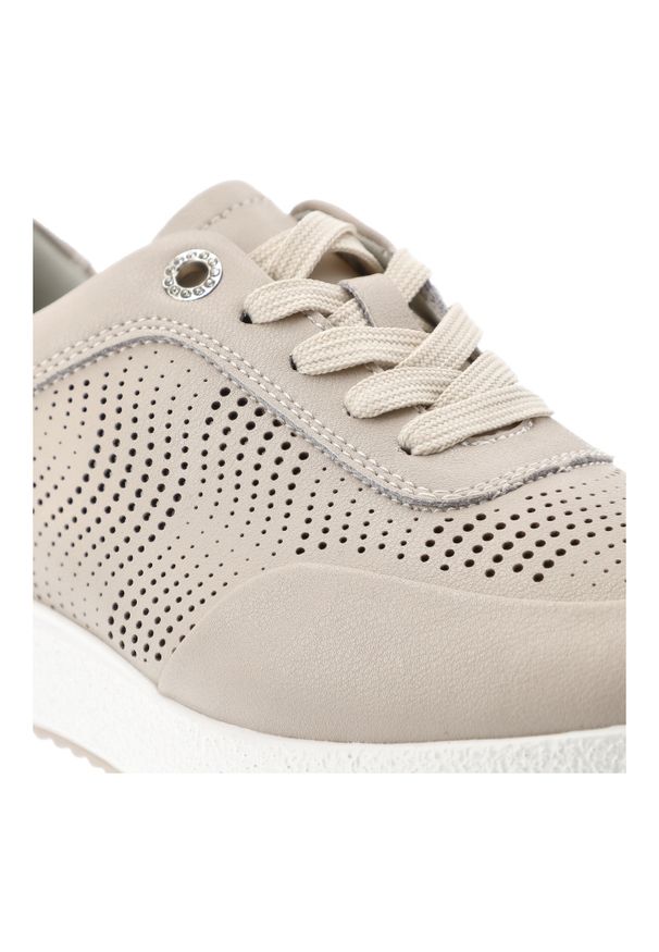 Beżowe Sneakersy S.Barski Modne Obuwie Damskie. Zapięcie: sznurówki. Kolor: beżowy. Materiał: materiał. Szerokość cholewki: normalna