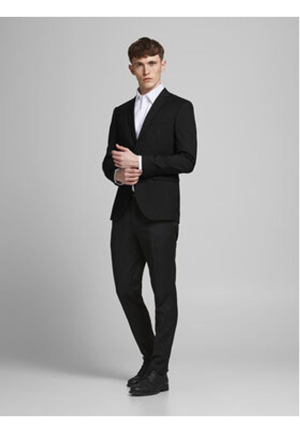 Jack & Jones - Jack&Jones Garnitur Franco 12181339 Czarny Super Slim Fit. Kolor: czarny. Materiał: syntetyk