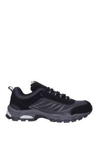 Casu - Czarne buty sportowe sznurowane softshell casu a1810-1. Okazja: na spacer. Kolor: wielokolorowy, czarny, szary. Materiał: softshell. Szerokość cholewki: normalna. Sport: turystyka piesza #1