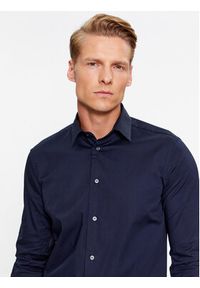 Sisley Koszula 5CNX5QL19 Granatowy Slim Fit. Kolor: niebieski. Materiał: bawełna #5