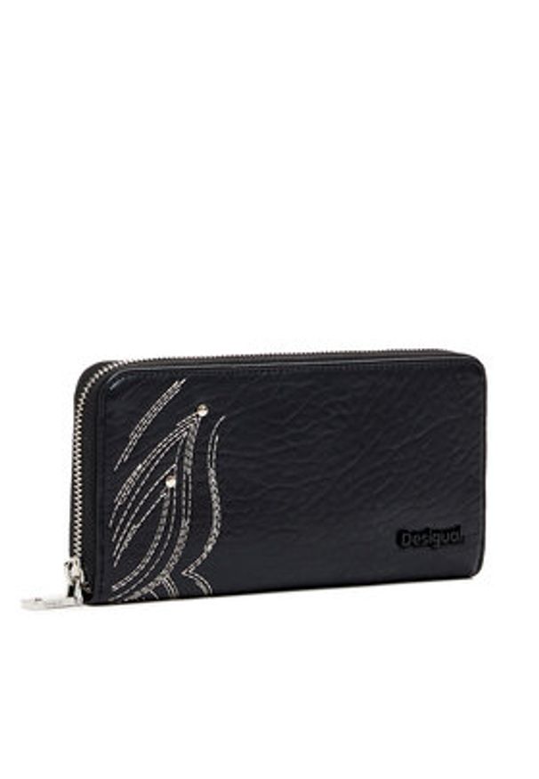 Desigual Duży Portfel Damski 25SAYP09 Czarny. Kolor: czarny. Materiał: skóra