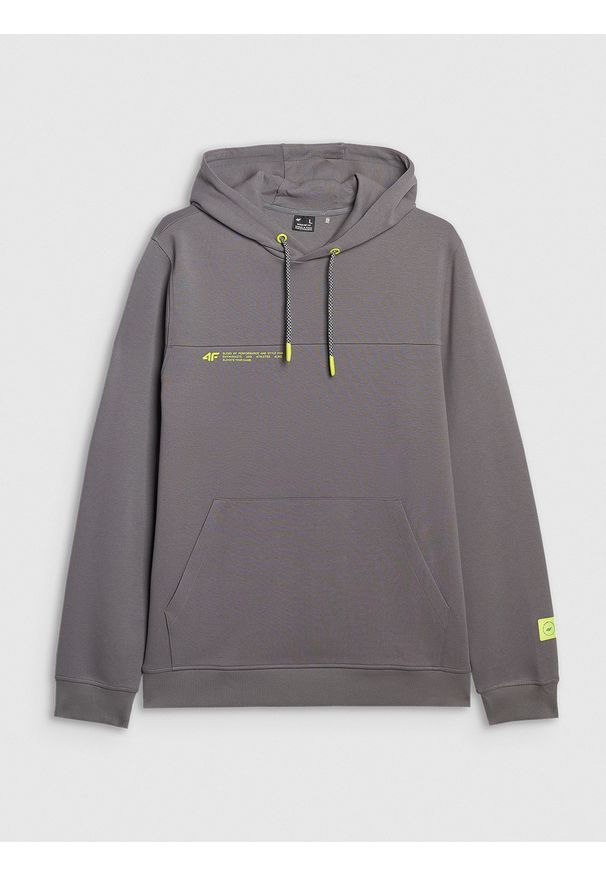 4f - 4F Bluza dresowa nierozpinana z kapturem męska - szara XL. Okazja: na co dzień. Typ kołnierza: kaptur. Kolor: szary. Materiał: dresówka. Styl: casual