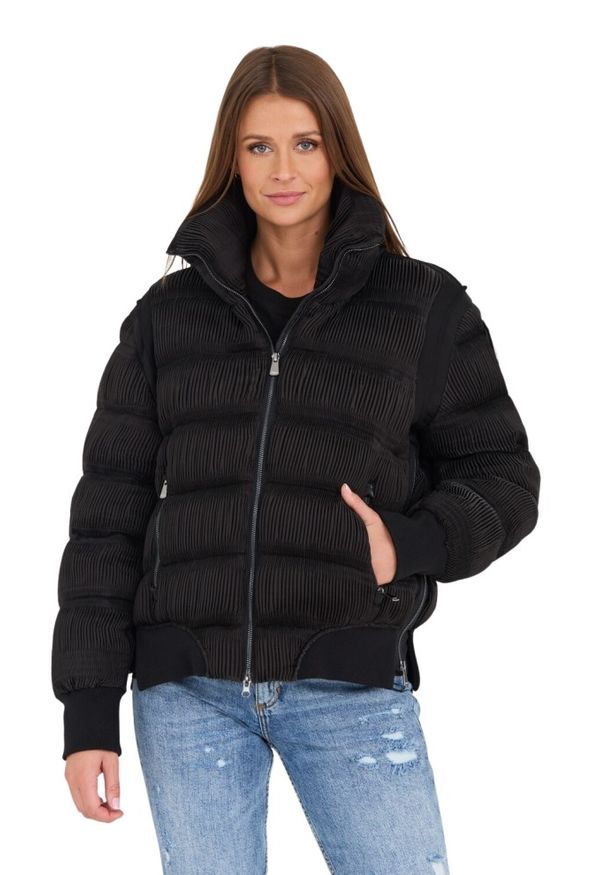 Blauer USA - BLAUER Czarna damska plisowana kurtka, Rozmiar XL. Kolor: czarny