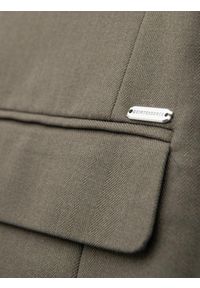 Ombre Clothing - Męska elegancka marynarka SLIM FIT z rayonem – oliwkowa V5 - Rozmiar: M. Kolor: oliwkowy. Materiał: tkanina, poliester, materiał. Wzór: ze splotem. Styl: elegancki #5