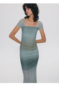 Reserved - Sukienka z marszczeniami - wielobarwny. Materiał: dzianina, mesh #1