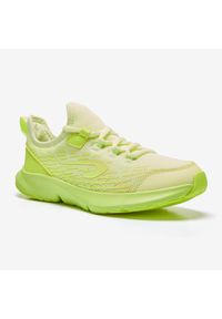 Decathlon - Buty sportowe dla dzieci Kalenji AT Flex. Zapięcie: pasek. Kolor: żółty. Materiał: kauczuk, mesh, materiał. Szerokość cholewki: normalna. Wzór: paski. Sport: bieganie #1