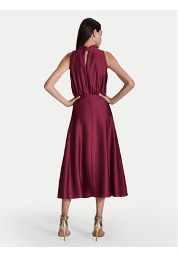 Swing Sukienka koktajlowa 5AI13700 Bordowy Regular Fit. Kolor: czerwony. Materiał: syntetyk. Styl: wizytowy