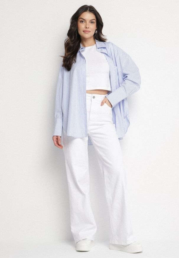 Born2be - Białe Jeansy Szerokie Murisana. Okazja: na co dzień. Kolor: biały. Styl: elegancki, casual
