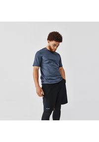 KALENJI - Koszulka do biegania męska Kalenji Soft. Kolor: szary, wielokolorowy, niebieski. Materiał: elastan, bawełna, poliamid, poliester, materiał