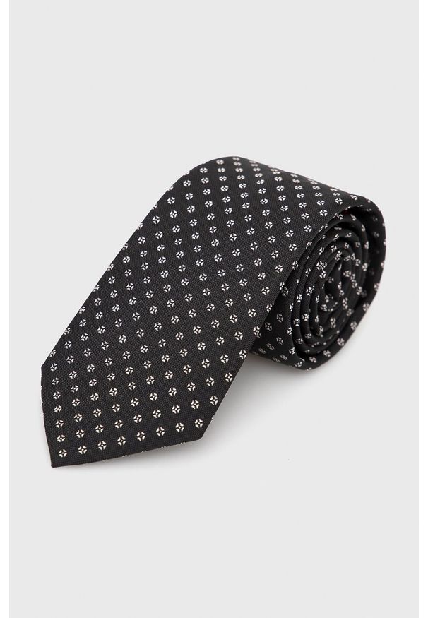 Hugo - HUGO krawat z domieszką jedwabiu 50468223 kolor czarny. Kolor: czarny. Materiał: jedwab