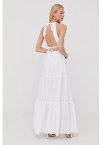 Pinko sukienka bawełniana kolor biały maxi rozkloszowana. Kolor: biały. Materiał: bawełna. Wzór: haft. Długość: maxi #5