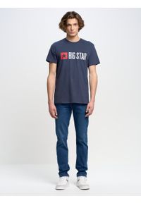 Big-Star - Koszulka męska z nadrukiem Quado 403. Okazja: na co dzień. Kolor: niebieski. Materiał: dresówka, dzianina, jeans, denim. Wzór: nadruk. Sezon: wiosna. Styl: casual, klasyczny