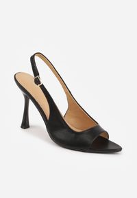 Renee - Czarne Sandały Slingback VICES na Szpilce z Odkrytym Noskiem Blooma. Okazja: na co dzień, na ślub cywilny, na wesele. Zapięcie: pasek. Kolor: czarny. Materiał: jeans. Obcas: na szpilce. Styl: casual #3
