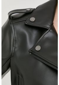 Karl Lagerfeld ramoneska damska kolor czarny przejściowa. Kolor: czarny. Materiał: skóra, materiał. Wzór: motyw zwierzęcy. Styl: klasyczny