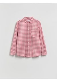 Reserved - Koszula comfort fit w kratę - brudny róż. Kolor: różowy. Materiał: bawełna, tkanina #1