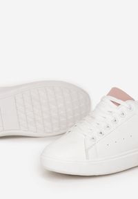 Renee - Biało-Różowe Sneakersy przed Kostkę z Sznurowaniem Hermonikka. Wysokość cholewki: przed kostkę. Kolor: różowy #3