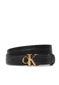 Calvin Klein Pasek Damski Facet Ck Buckle Pebble LV04F7102G Czarny. Kolor: czarny. Materiał: skóra #1