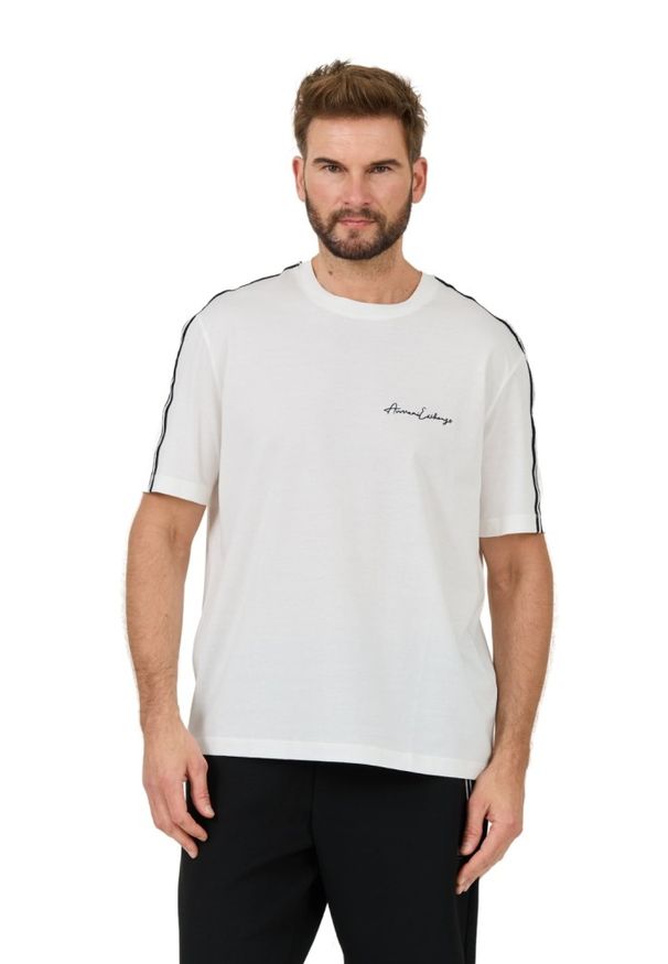 Armani Exchange - ARMANI EXCHANGE Biały męski t-shirt, Rozmiar M. Kolor: biały
